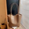 Tote Bag Women PU Woven Texture Large Capacity Office Daily Use