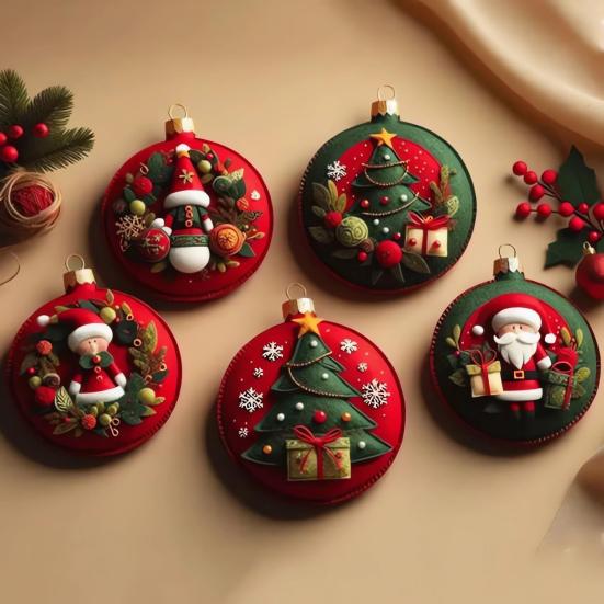 DIY Christmas Felt Patch Kit Holiday Craft Set with Pre-Cut Felts Sheet Handmade Fabric Sewing Crafting Supplies for Tree Home Decor