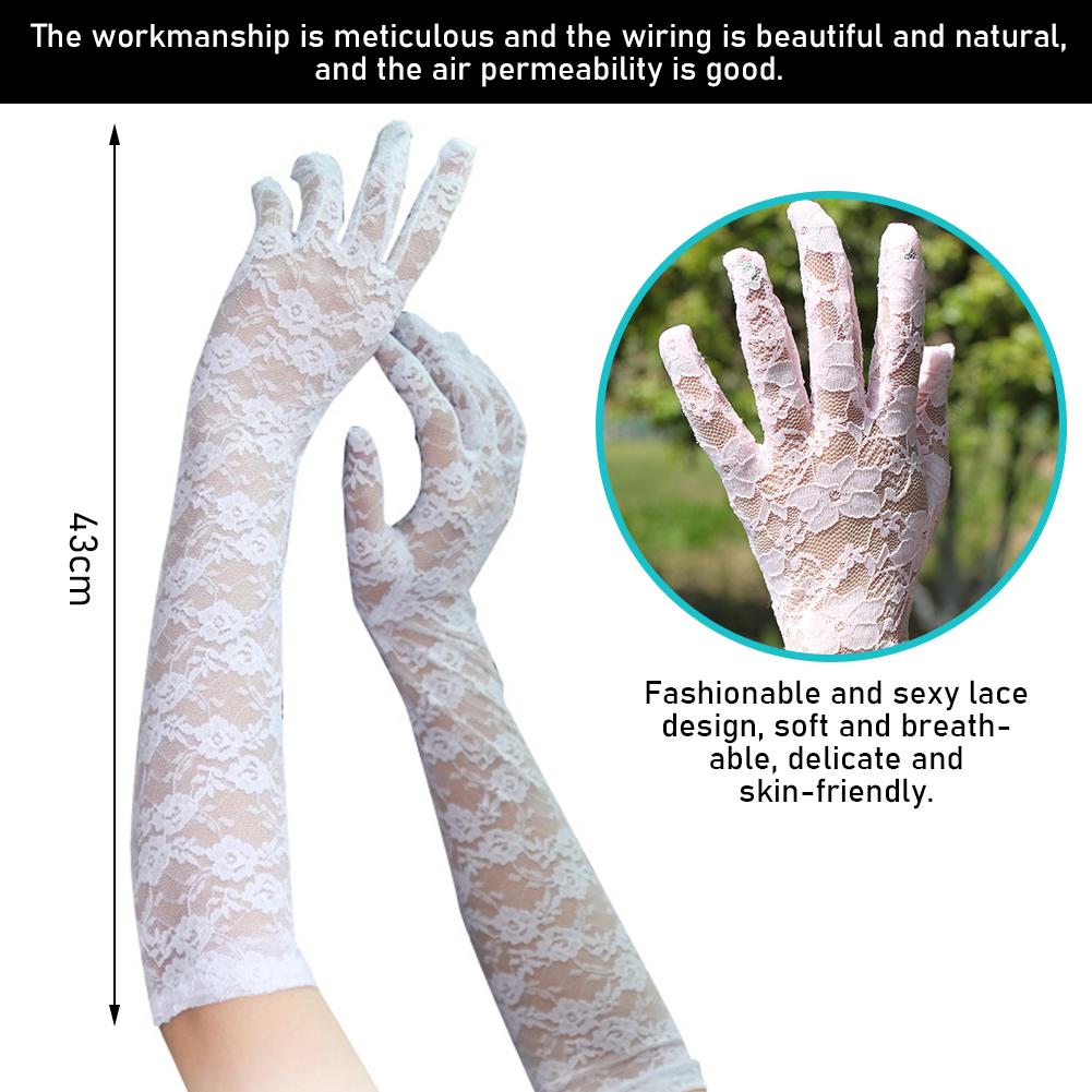 Кружевные длинные перчатки, женские элегантные ультратонкие перчатки для вождения автомобиля и мотоцикла, сексуальные черные солнцезащитные перчатки, женские эластичные сетчатые перчатки с защитой от УФ-лучей