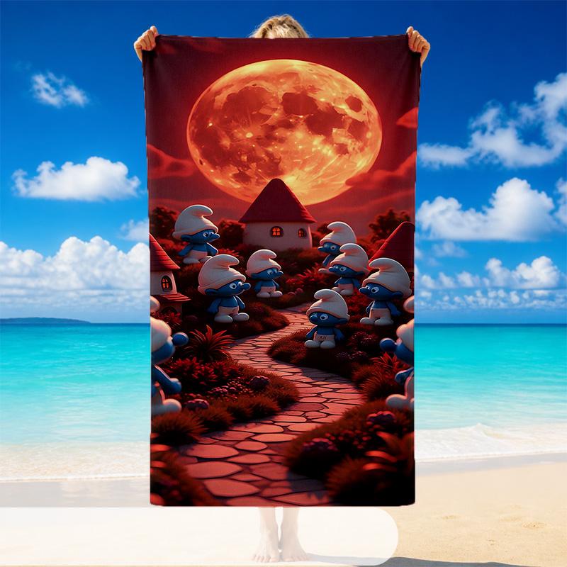 Quick Dry Beach Towel Smurfs cute Pattern, Lightweight Absorbent Towel for Pool Beach Vacation Use