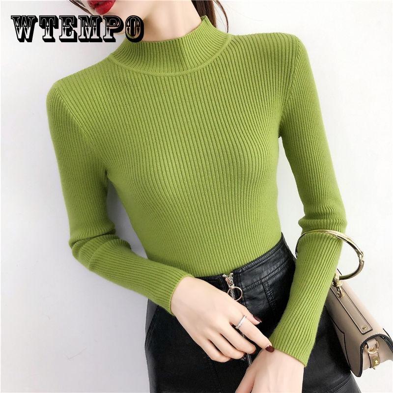 Вязаные свитера для женщин Pull Femme Тонкие удобные водолазки с длинными рукавами