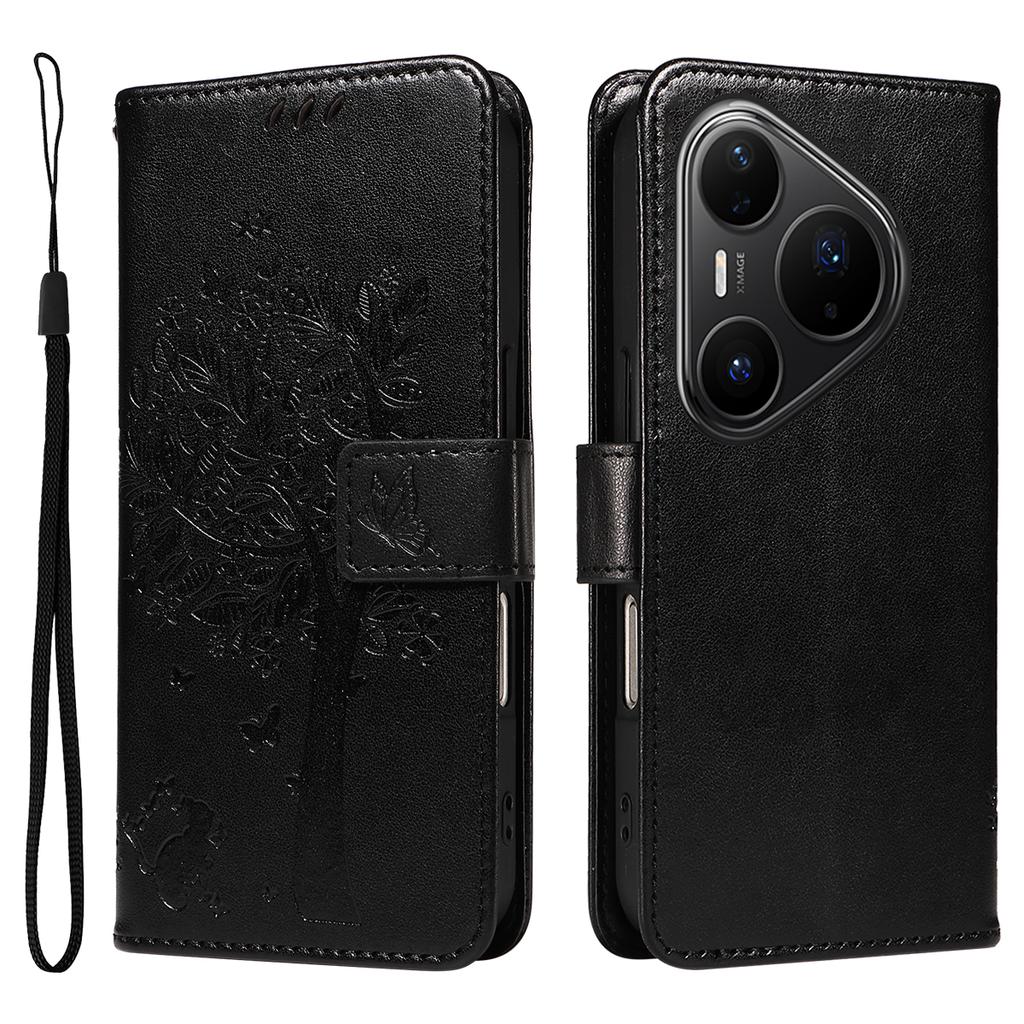 For Huawei Pura 80 Pro+/Huawei Pura 80 Pro Phone Case with Stand Cat Tree Pattern Leather Wallet Mobile Cover