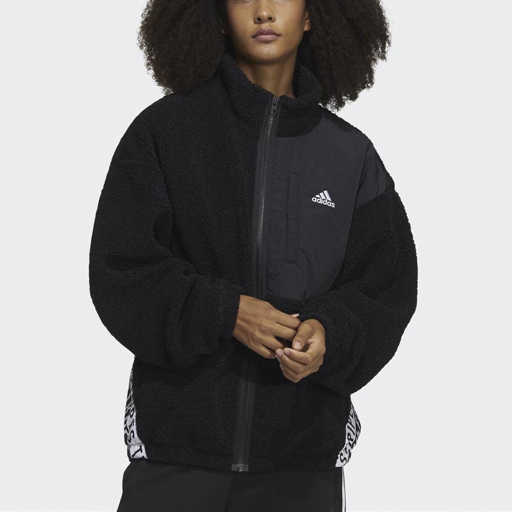adidas Женская куртка из боа с воротником-стойкой Черная HD0364