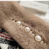 Solid Color Neckerchief Pearl Cross Scarves New Plush Scarf  Women