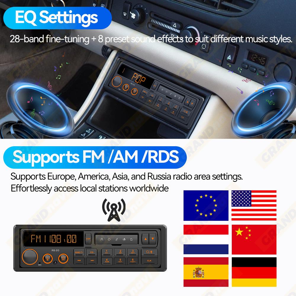Ретро MP3 Автомобильный Радио Плеер 1 DIN Стерео Эквалайзер FM AM RDS DAB Приемник QC3.0 Bluetooth USB AUX Вход Для VW Porsche Mercedes Benz BMW