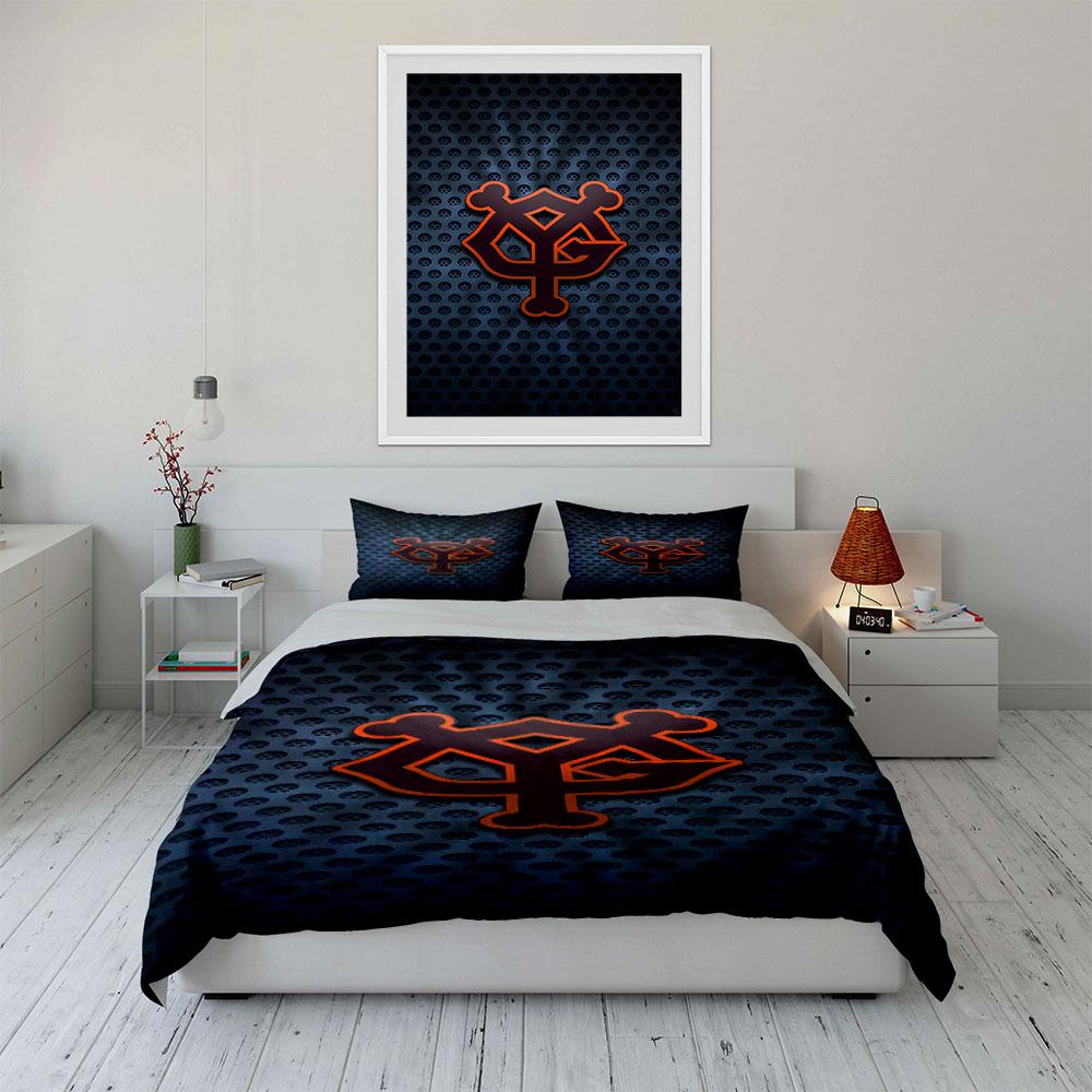 Futuristic Emblem with Metal Background Print Bedding Set Duvet Cover Pillowcases (1* Duvet Cover 2* Pillowcases Do Not Include Comforter)