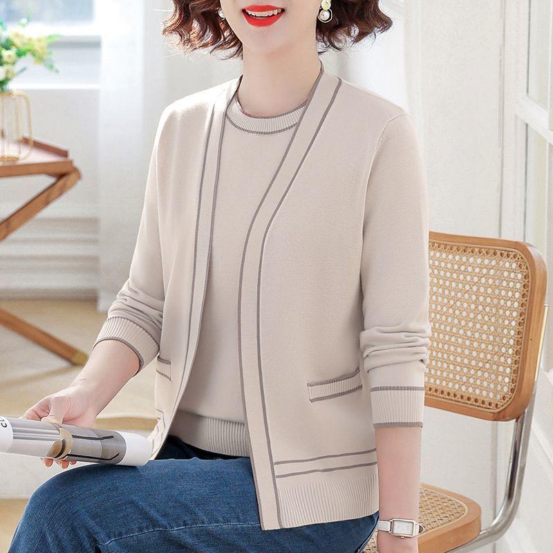 Комплект из 2 трикотажных топов весна-осень женский тонкий трикотажный кардиган куртка с коротким рукавом футболка больших размеров открытое спереди трикотажное пальто трикотажные футболки наряды