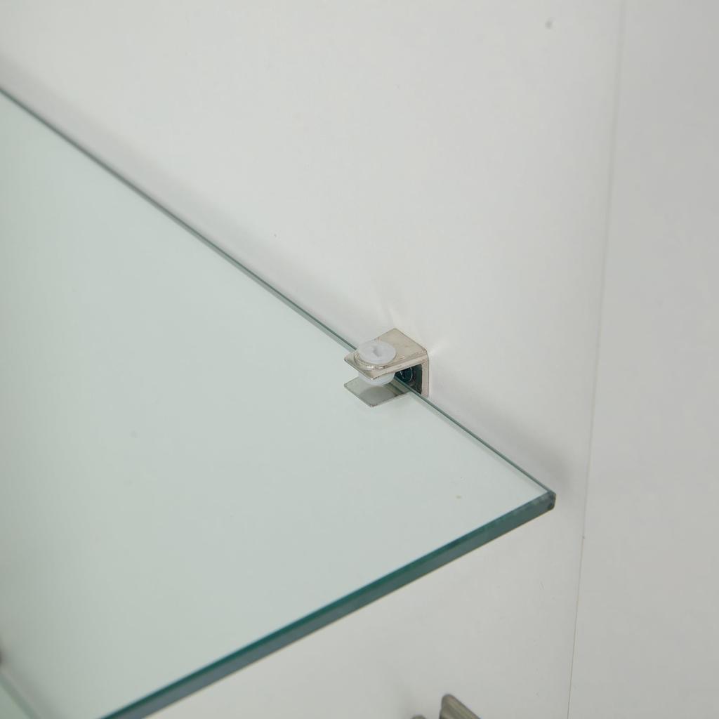 120cm, Transparente Vitrine Hochglanz LED, Bücherschrank 3 Türen & 3 Glasablagen, Hochschränk Standvitrine Wohnzimmer Schlafzimmer Büro,