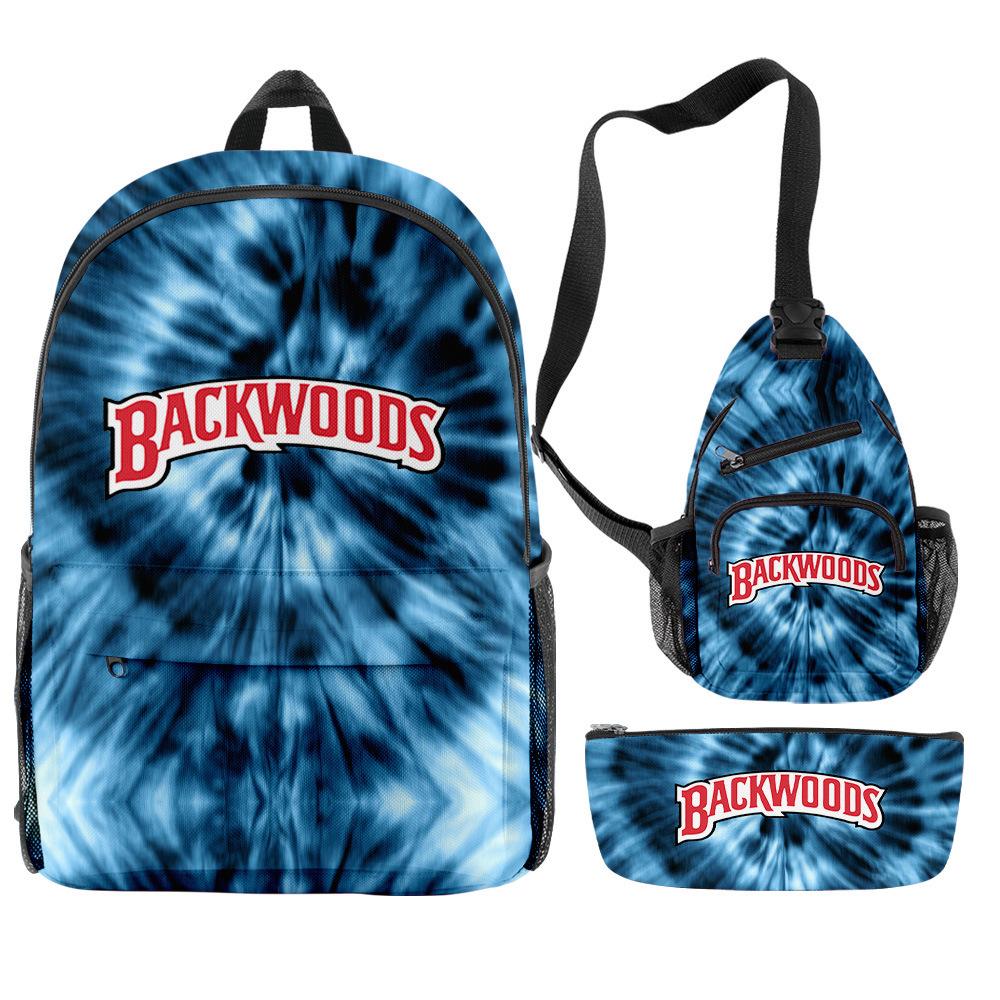 Backwoods Cigar 3D Цифровая Печать Модный Кампус Уличный Рюкзак Набор из Трех Предметов
