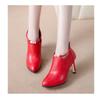 Женские элегантные ботильоны с острым носком, осенне-зимние, красные, с ремешком и пряжкой, из искусственной кожи, короткие ботинки, женские туфли на тонком каблуке для вечеринок