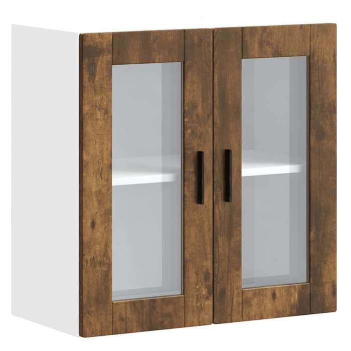 VidaXL Armoire murale de cuisine avec porte en verre Porto chêne fumé 854152