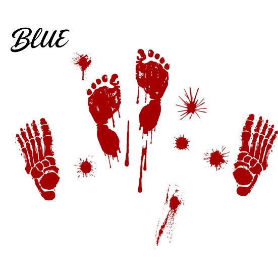 Decorative Window Film Halloween Blood Handprints/Footprints Wall Stickers Removable Decals Spooky Waterproof Scratch-resistant Decal DIY Decoration