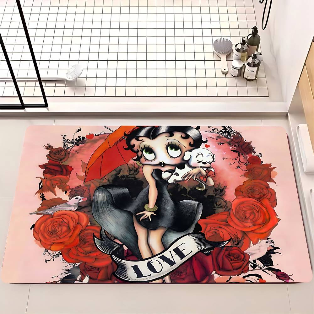 Cute B-Betty Boop Bathroom Mat Retro Multiple Choice Living Room Kitchen Rug Non-Slip Bedside Mats