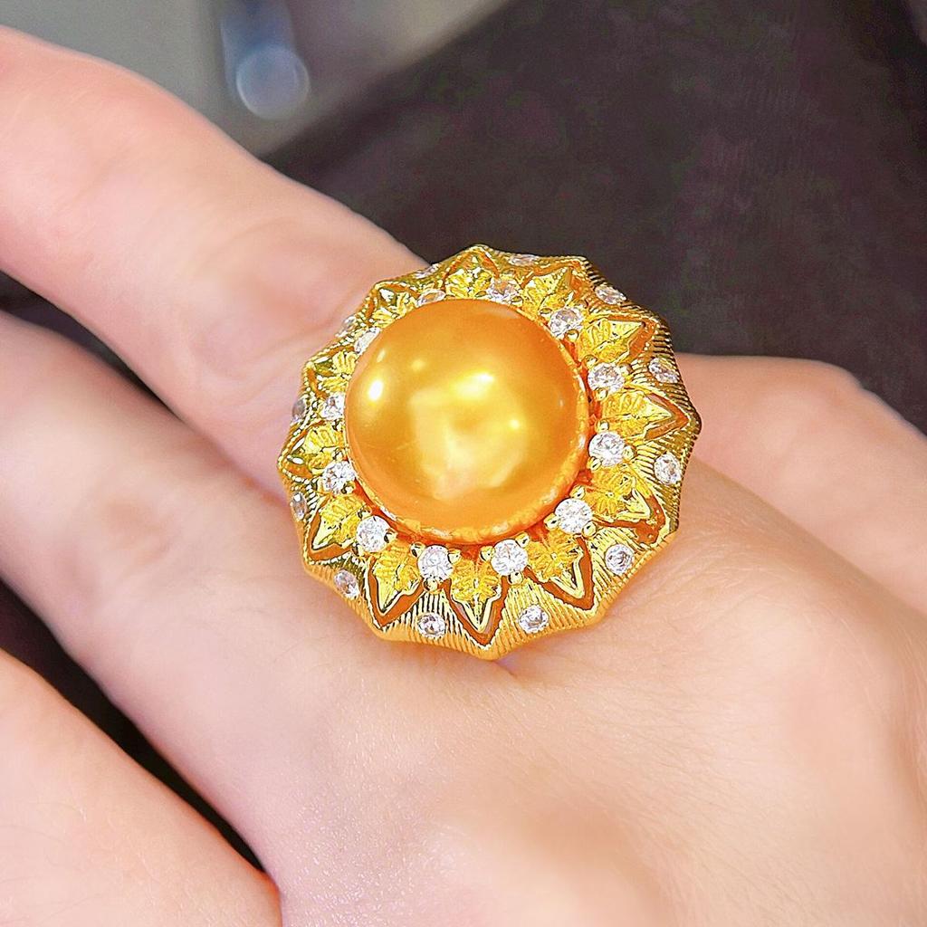 CMM Уникальный стразовый жемчуг, большое регулируемое кольцо, вечерние ювелирные изделия, офисное женское обручальное кольцо, кольцо на палец, золотые украшения для женщин