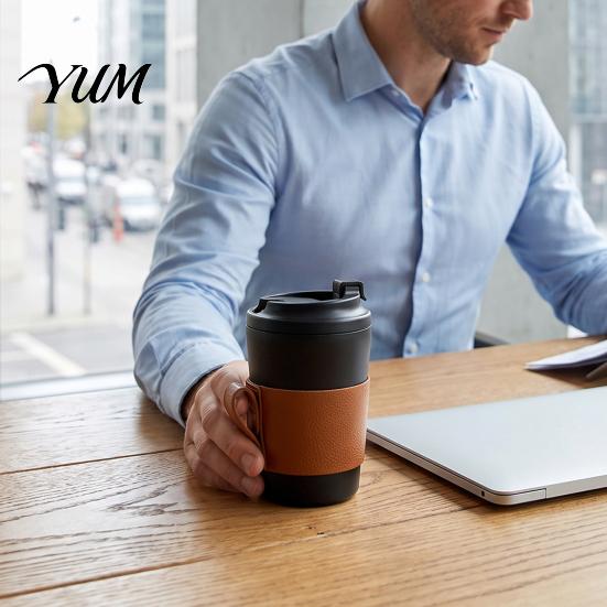 Commuter Cup Holder PU Leather with Handle, Portable Adjustable Coffee Sleeve, Wear-resistant Milk Tea Carrier for Travel And Commuting Reusable