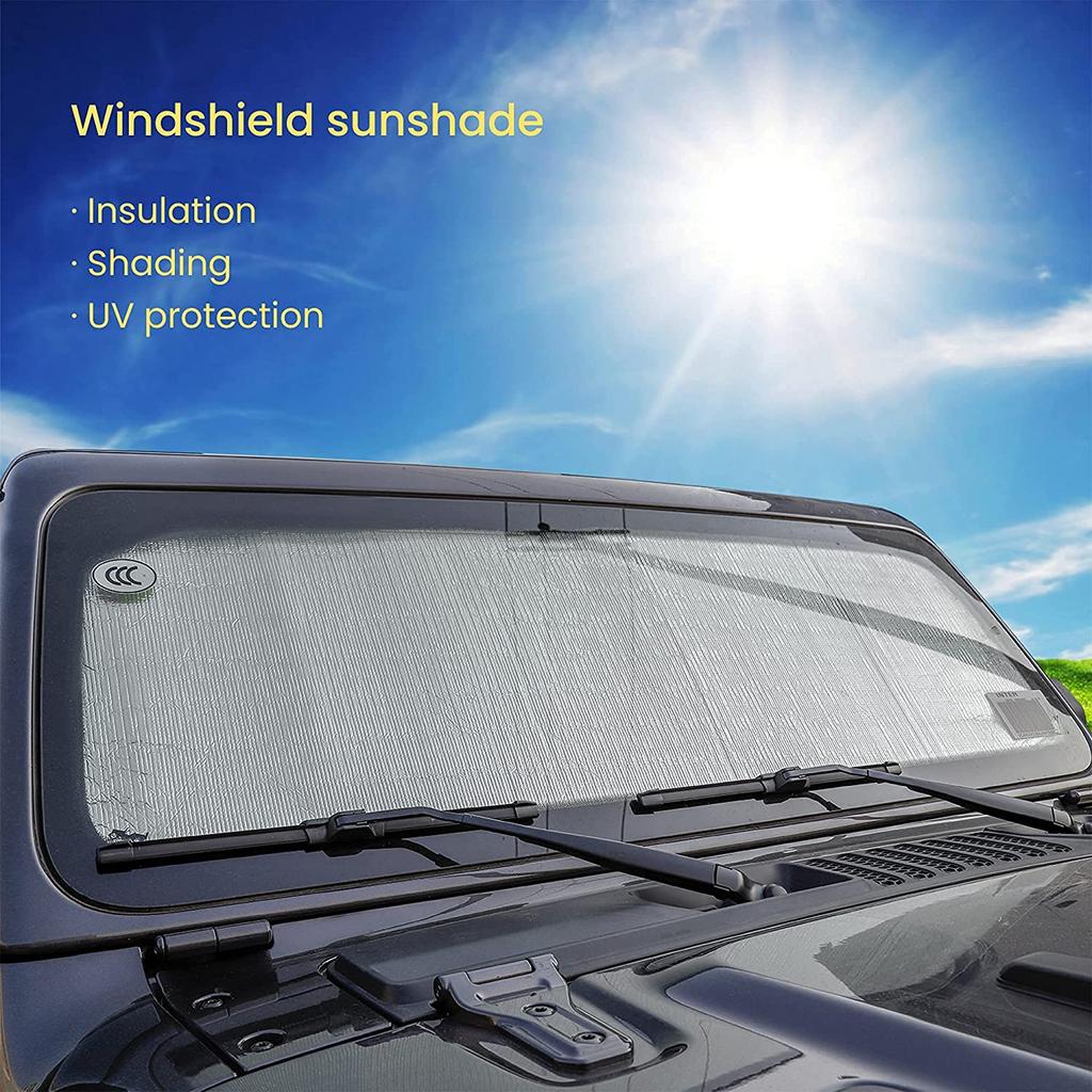 Солнцезащитный козырек на лобовое стекло для Jeep Wrangler TJ JK JKU 1997-2018 JL JLU 2018-2024+ Gladiator JT 2020-2024+ Солнцезащитные козырьки Теплозащитный экран