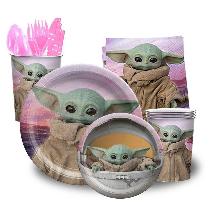 Baby Yoda Themed Birthday Party Decor Supply Set For Childrens Celebrations**