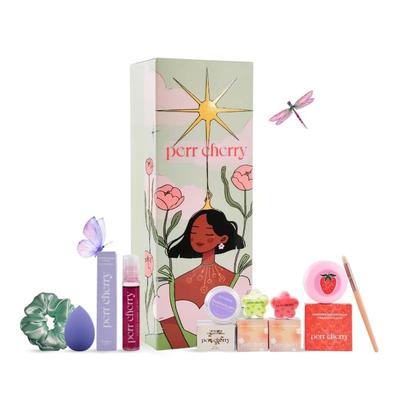 Perr Cherry Набор органической косметики из 8 предметов для девочек, подростков и девушек | Нетоксичный, без тестирования на животных и веганский | Смываемый водой набор косметики с хайлайтером