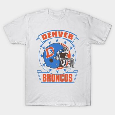 Азиатский размер Мужская черная футболка с принтом Denver-Broncos Печать методом термопереноса без вырезания Хлопковая футболка