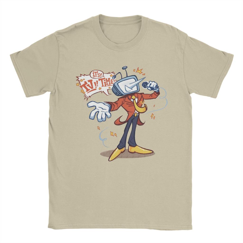 Deltarune Tenna TV Time Футболки для мужчин Юмор Футболки из чистого хлопка с круглым вырезом и коротким рукавом Летние топы