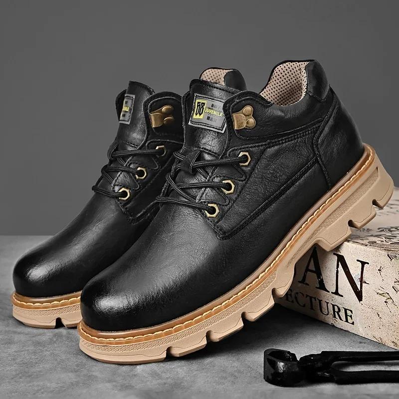 Модные стильные мужские байкерские туфли, повседневные туфли в стиле ретро для мужчин, модельные туфли с низким верхом, нескользящие, модные универсальные мужские защитные туфли