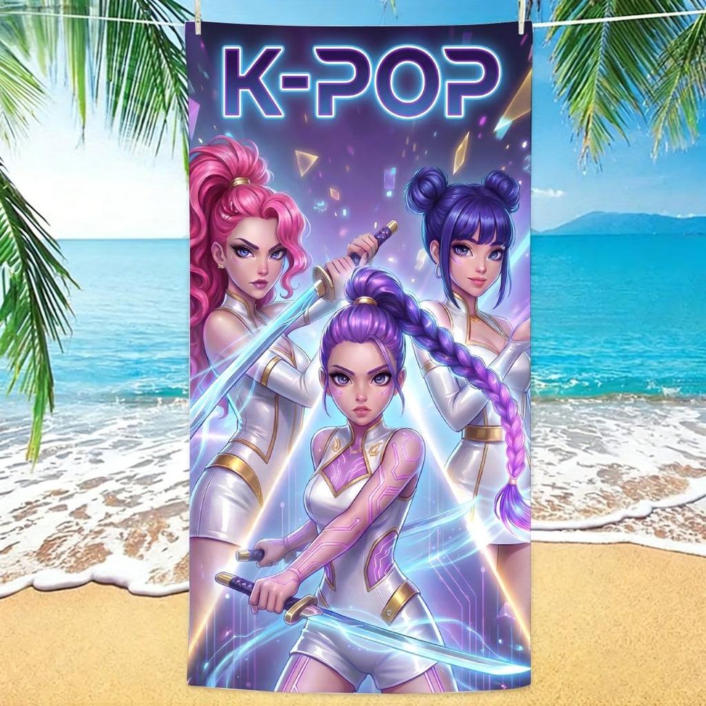 1 шт. K-POP Пляжное полотенце Односторонний 2D-принт Мягкое микрофибровое пляжное полотенце Пляж Бассейн Спа Ванная комната K-Pop Декор Модный подарок Для фанатов