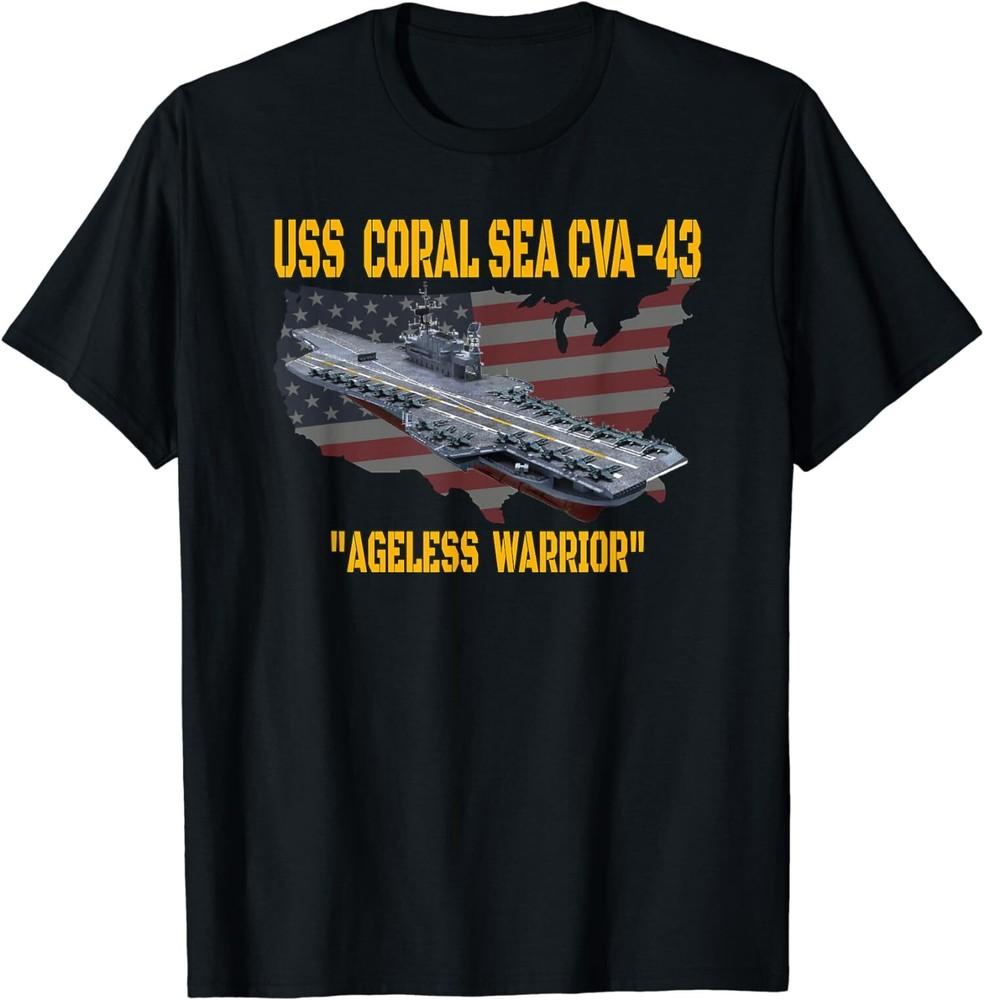 Новая Лимитированная Авианосец USS Coral Sea CVA-43 День Ветеранов Отца Футболка Унисекс Футболка