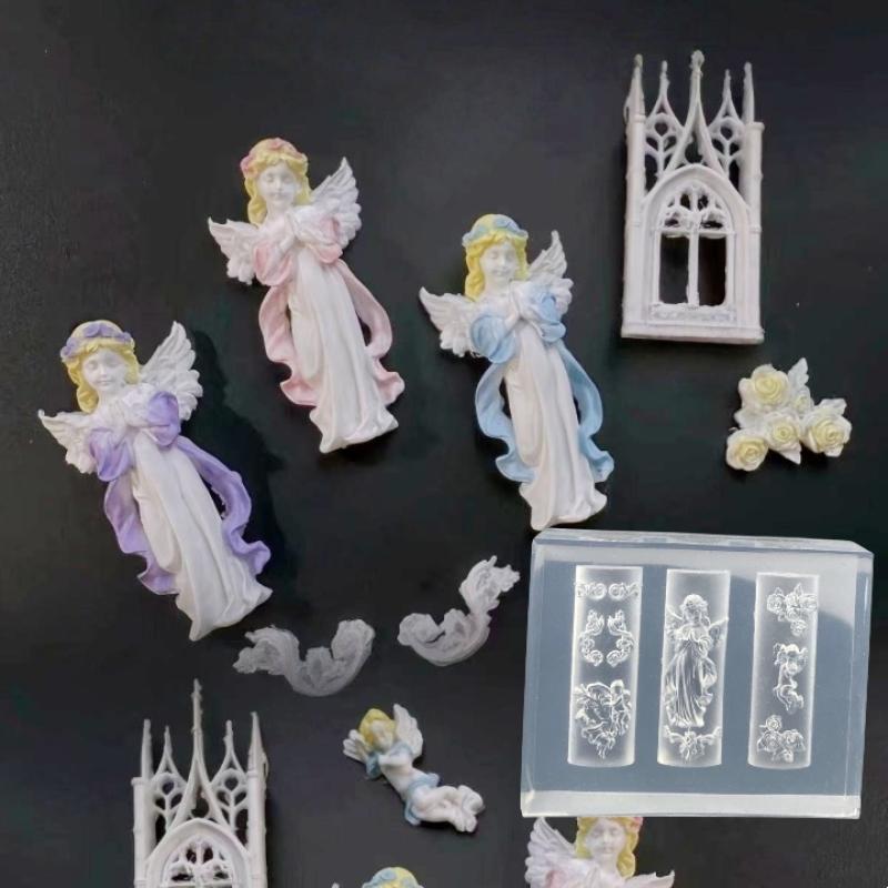 Мультяшные животные, формы для нейл-арта, для нейл-шармов, ангел, роза, цветок, шаблоны для ногтей, DIY украшения для нейл-арта, инструменты для дизайна маникюра