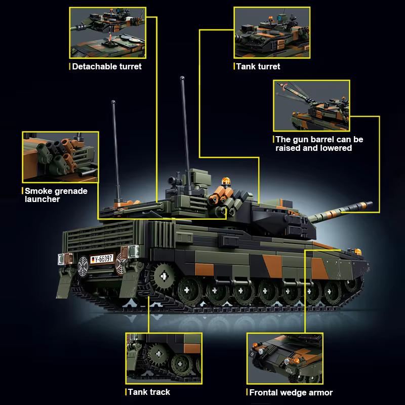 Военный MOC Leopard 2A6 Основной боевой танк Армии Строительные Блоки С Солдатами Модель Танка Кирпичики Игрушка Подарки
