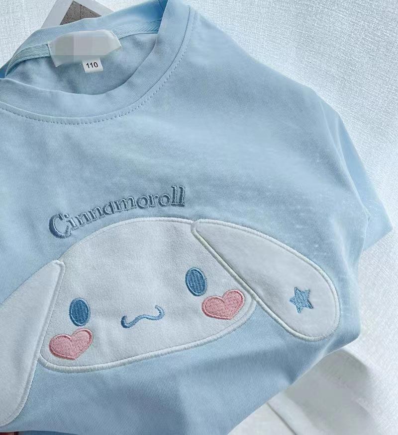 Girls' Kuromi & Cinnamoroll Cartoon T-shirt - Short Sleeve Melody Casual Top