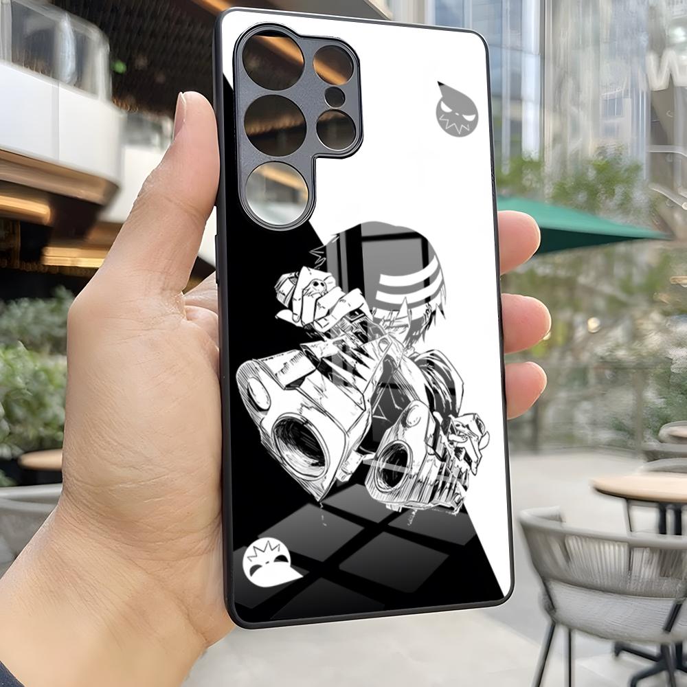 Чехол для телефона S-Soul Eater для S25 Ultra Samsung S26 S24 Fe S22 S20 S23 21 Plus A54 A34 A53 A16 Стеклянная крышка