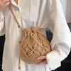 Милая Роскошная Дизайнерская Плетеная из Соломы Сумка-Ведро через Плечо Модная Повседневная Летняя Для Путешествий Пляжа Женская Трендовая