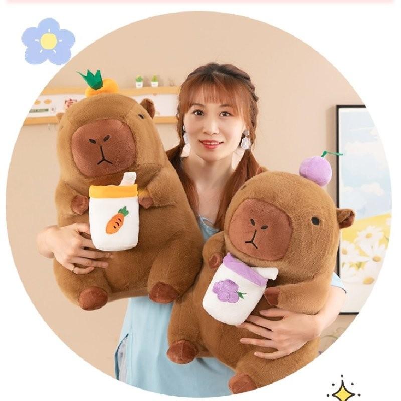 Fruit Tea Milk Cup Capybara Plush Toy Dolls Room Decoration Grape Carrot Cherry