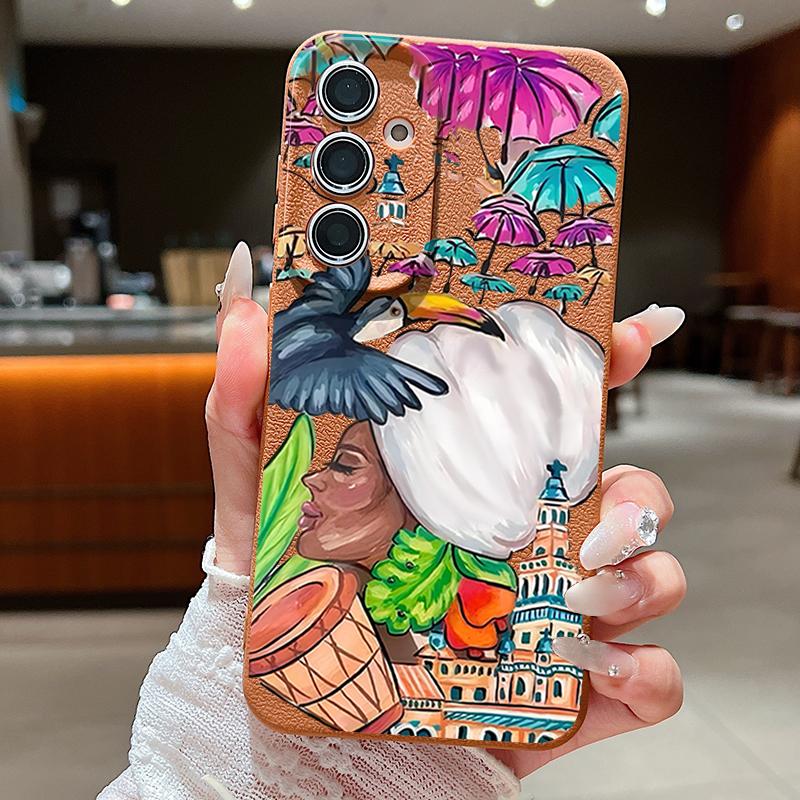 Чехол с тропическим узором тукана для Samsung Galaxy A57 A56 A55 A54 5G A37 A36 A35 A34 A17 A16 A15 A14 Силиконовая крышка с текстурой кожи