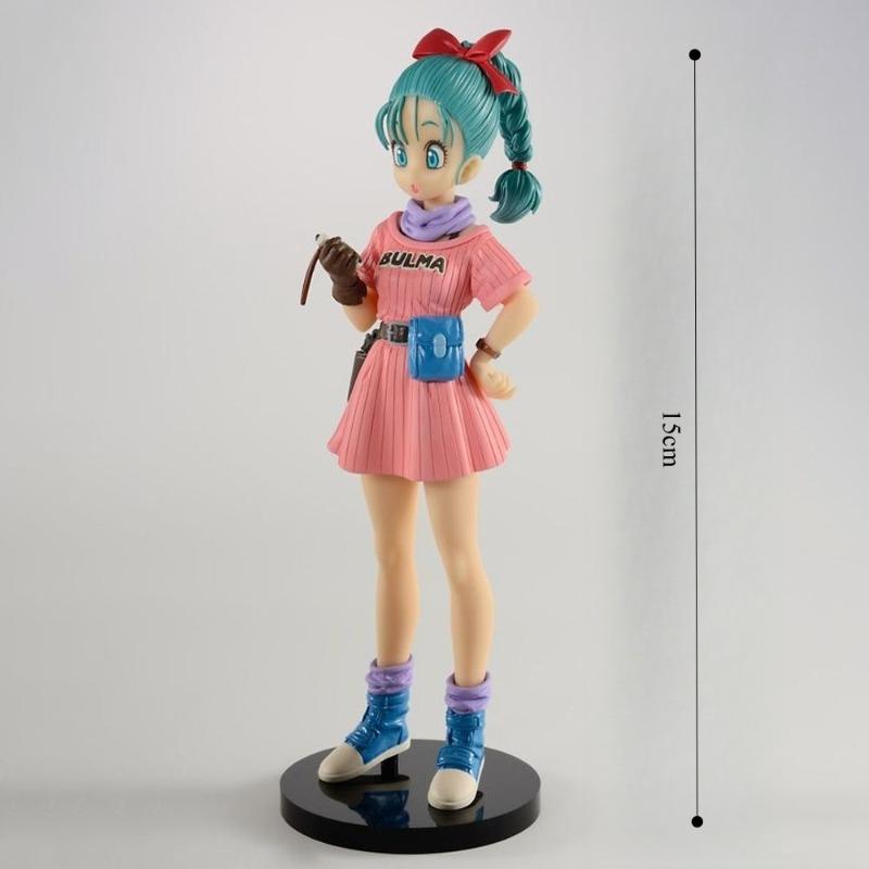 Dragon Ball Character 15cm Childhood Bulma Pink Cute Girl Action Doll Pvc Statue Model Doll Collection Room Decorative Gift