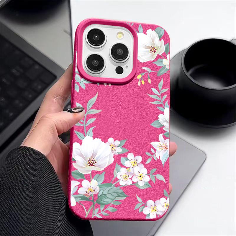 Для iPhone 16 Pro Max 15 Pro 14 13 12 11 чехол с цветочным принтом матовая кожа текстура TPU мягкий ударопрочный тонкий чехол для телефона