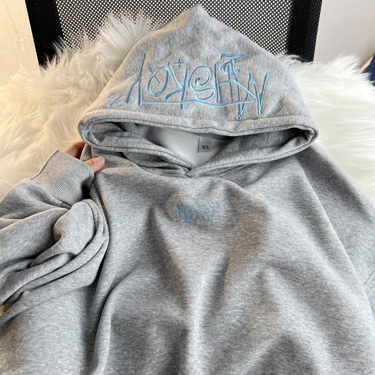 Женские толстовки из плотного вышитого бархата — плотная, модная уличная одежда для весны, осени и зимы. Свободный крой для пар.