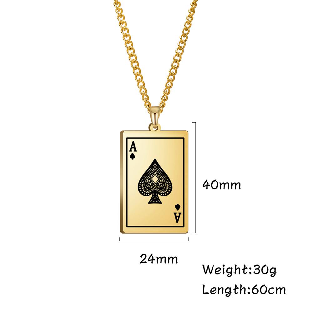 Cazador Poker Card Ace of Spades Necklaces for Men Women Stainless Steel Hip Hop Jewelry Gold Color Necklace 2026 Gift Wholesale