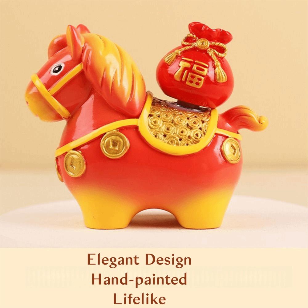 Handcrafted Zodiac Horse Ornaments Rotatable Zodiac Horse Figurines Chinese New Year
