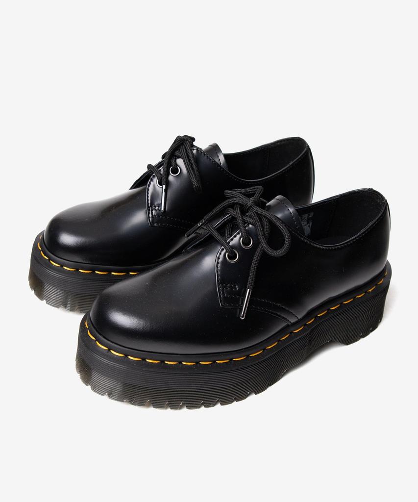 Доктор. Обувь Dr. Martens 25567001 1461 QUAD 3-люверсные ботинки Женские ЧЕРНЫЙ Размер 4 / Прибл.. 23,0 см