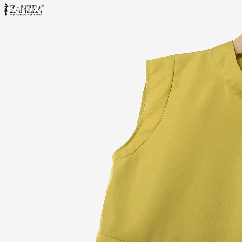 ZANZEA Женские топы-жилеты без рукавов и широкие брюки Летние комплекты из двух предметов