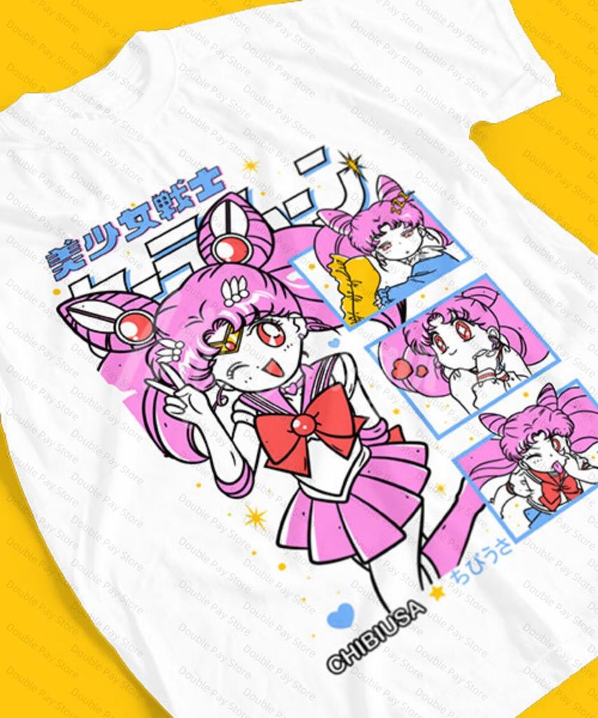 Summer New Sailor Moon Series Tshirts Family Version Adult Soft Loose Plussize Short Sleeves Mens Shirts Woman YK2 tshirts