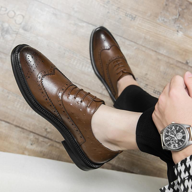 Броги мужские оксфорды модный минималистский дизайн отдых на природе деловая вечеринка мужская свадьба шнуровка коричневый новые туфли