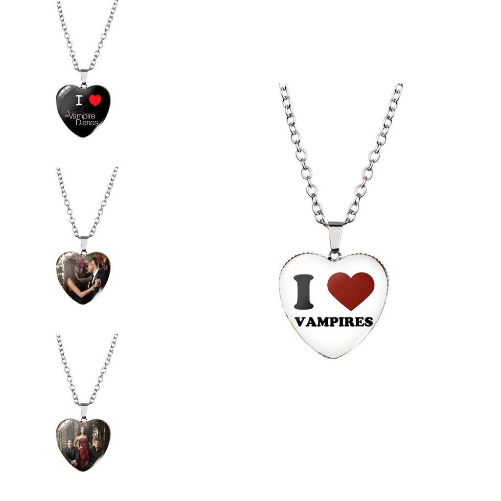 Модное ожерелье в форме сердца для поклонников Дневников вампира. Потрясающая подвеска из сплава и стекла