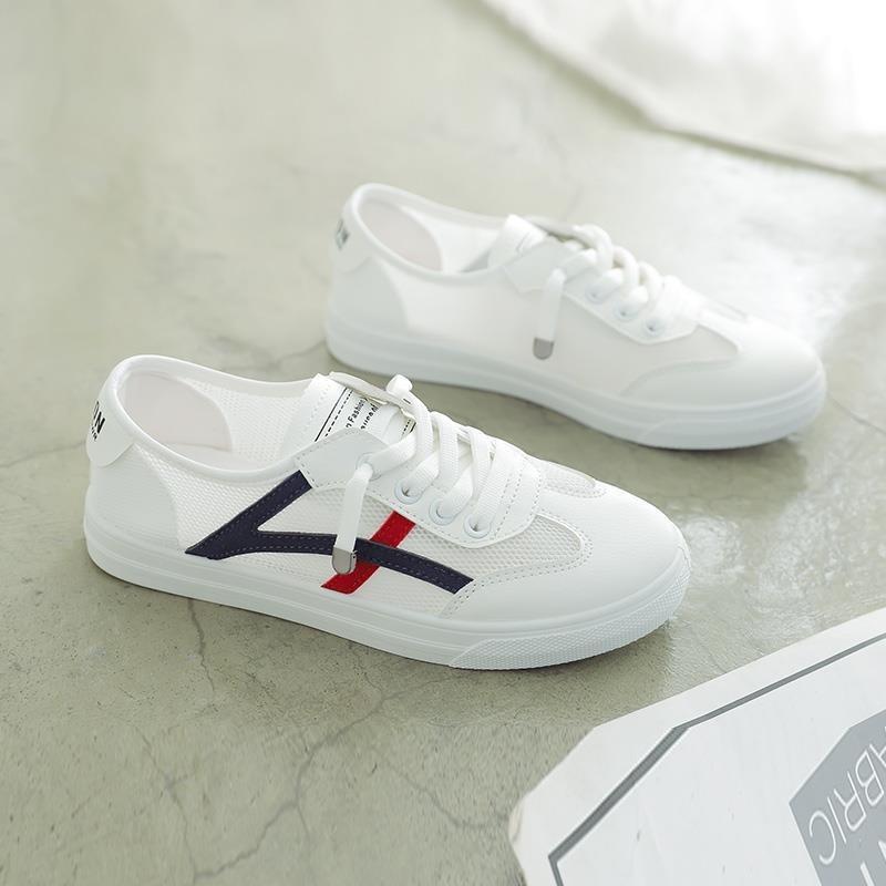 Летние новые универсальные повседневные дышащие кроссовки с плоской подошвой и сеткой для женской спортивной обуви