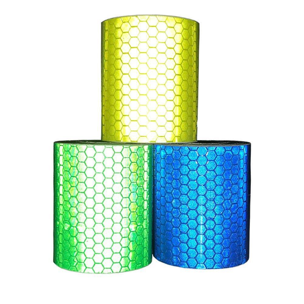 Светоотражающая лента-предупреждение для велосипеда и автомобиля с кристальной сеткой - Белая самоклеящаяся, 5 см x 3 м.