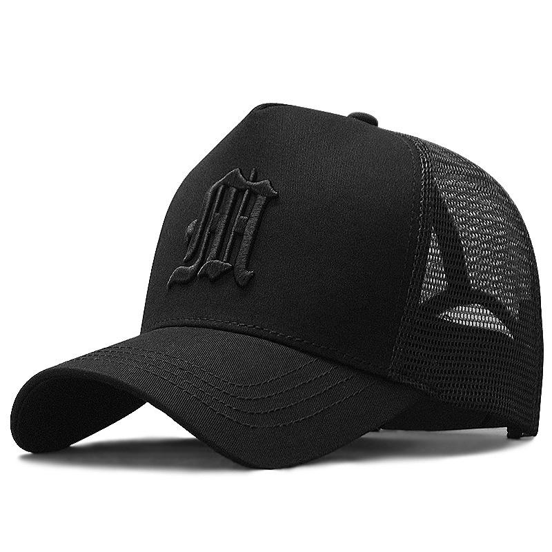 Hat Men's Summer High Top Baseball Cap Embroidery Big Head Circumference Breathable Sunshade Duck Tongue Mesh Cap