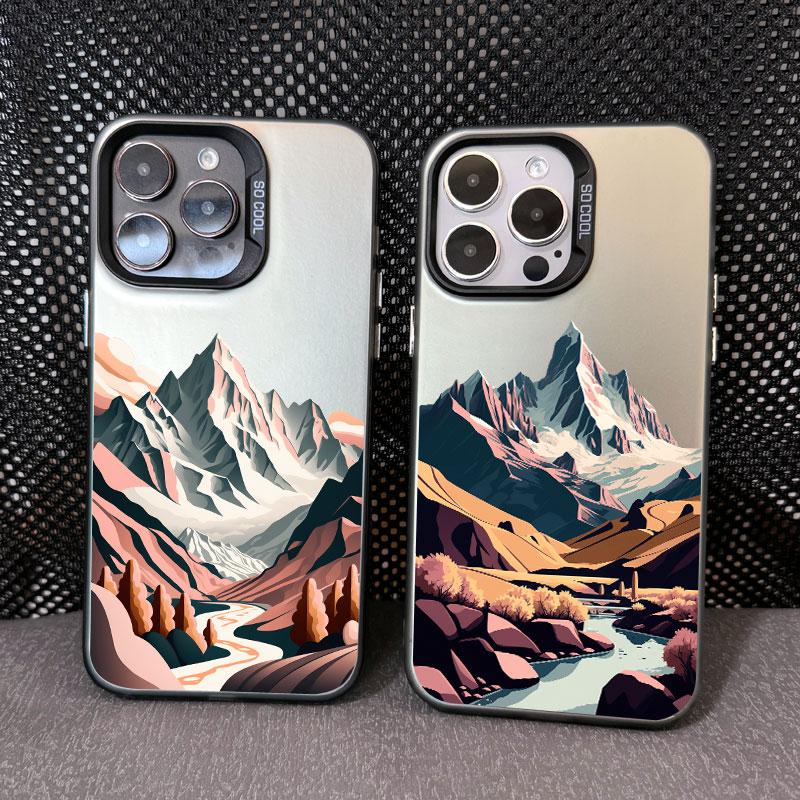 Чехол для телефона с винтажным пейзажем горного пика и озера Для iPhone 13 12 Pro Max Mini 16 15 14 11 Pro Max 15 Plus Ударопрочные лазерные чехлы