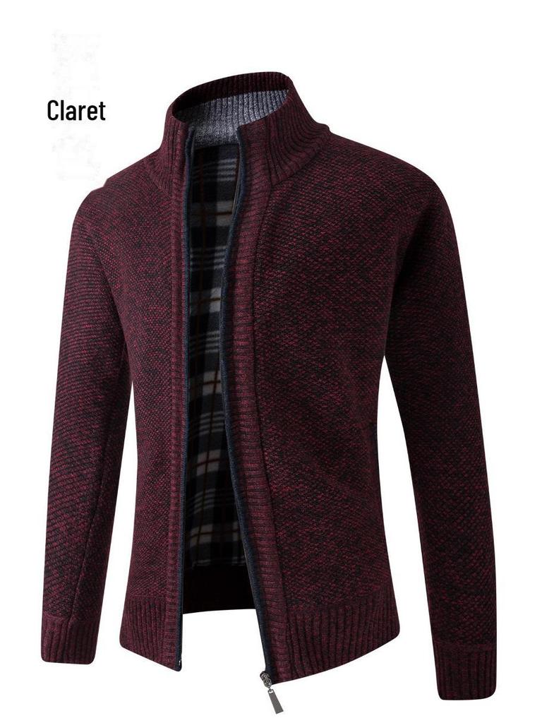 European Men's Thick Knitted Stand Collar Sweater Cardigan 2022 Edition