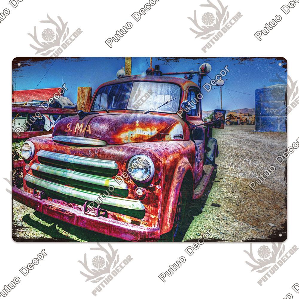 Putuo Decor Классические автомобили Ретро табличка Металлическая пластина Винтажная жестяная вывеска для гаража, мужской пещеры, домашнего настенного искусства, украшения, автомобильные постеры